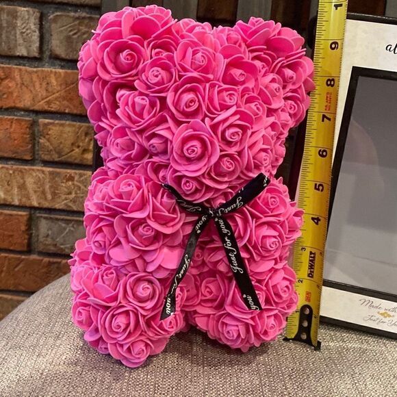 Flower Bear Pink Foam Rose “Just for You” Bow NEW Mothers Day Birthday Grad - Picture 3 of 6